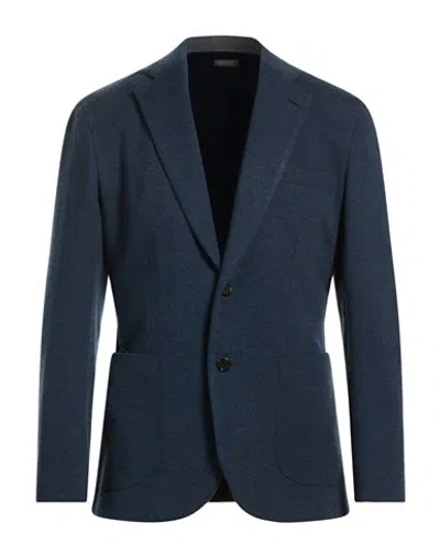 Brioni Man Blazer Navy Size 38 Cashmere, Silk In Blue