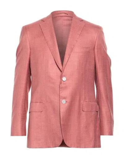 Brioni Man Blazer Salmon Pink Size 48 Silk, Cashmere, Linen