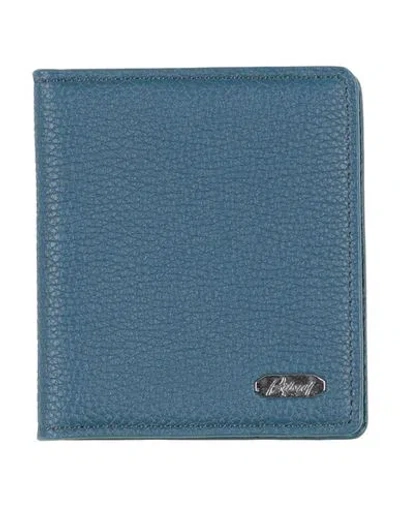 Brioni Man Cardholder Slate Blue Size - Leather