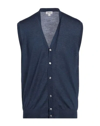 Brioni Man Cardigan Blue Size 44 Wool, Cashmere, Silk