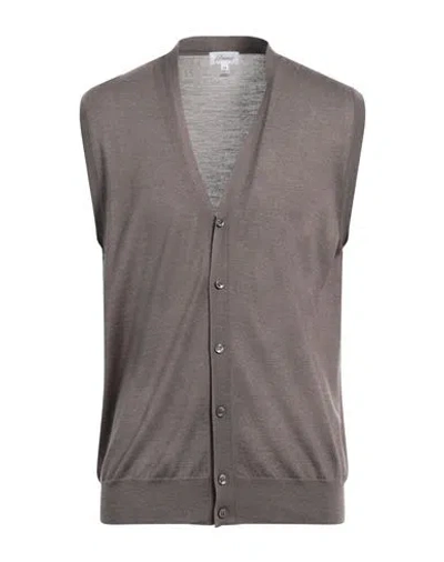 Brioni Man Cardigan Lead Size 40 Wool, Cashmere, Silk In Grey