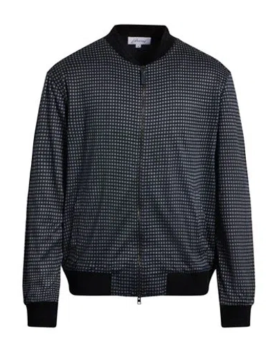 Brioni Man Cardigan Navy Size Xl Silk In Black