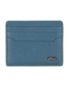 Brioni Man Document Holder Slate Blue Size - Soft Leather In Blue