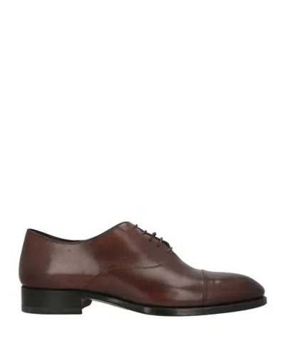 Brioni Man Lace-up Shoes Dark Brown Size 9.5 Leather