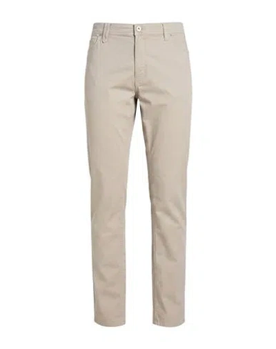 Brioni Man Pants Beige Size 40 Cotton, Elastane In White