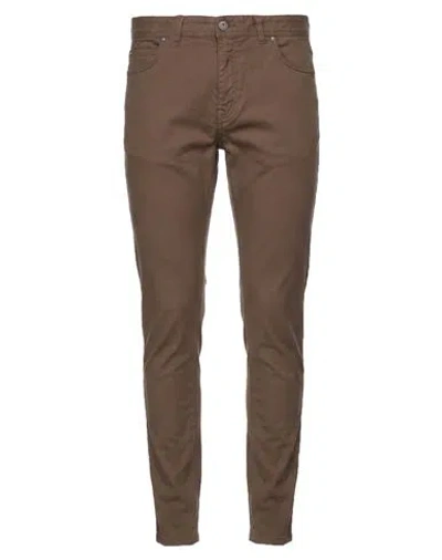 Brioni Man Pants Khaki Size 34 Cotton, Elastane In Brown