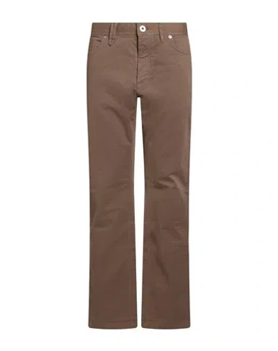 Brioni Man Pants Khaki Size 44 Cotton, Elastane In Brown