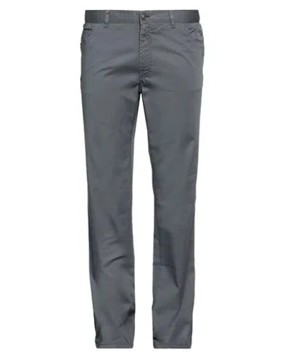 Brioni Man Pants Lead Size 42 Cotton, Elastane, Cow Leather In Grey