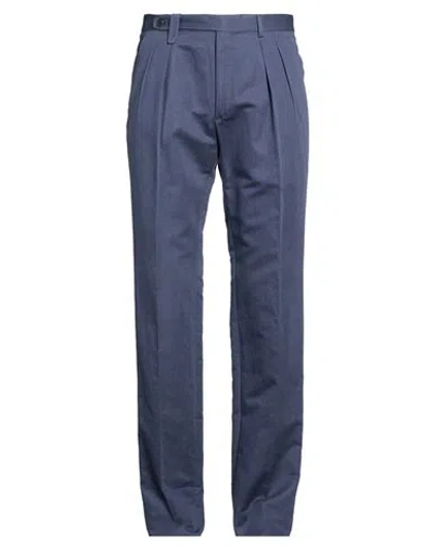 Brioni Man Pants Navy Size 46 Linen, Cotton In Blue