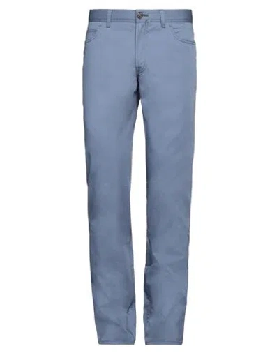 Brioni Man Pants Slate Blue Size 34 Cotton, Elastane