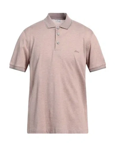 Brioni Man Polo Shirt Light Brown Size L Cotton, Silk In Beige
