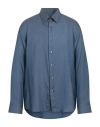 Brioni Man Shirt Blue Size 3xl Cotton, Silk, Cashmere In Blue