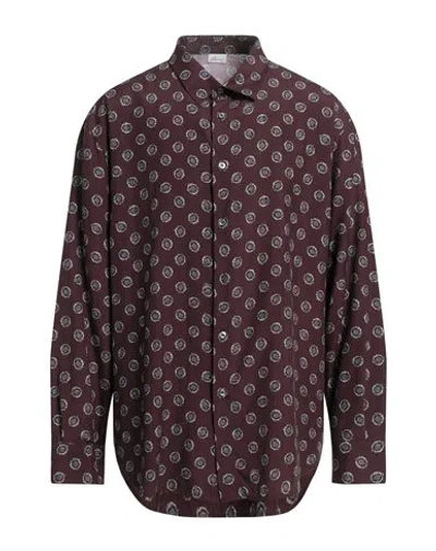 Brioni Man Shirt Burgundy Size Xl Silk In Red