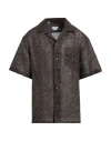 Brioni Man Shirt Dark Brown Size 3xl Linen In Brown