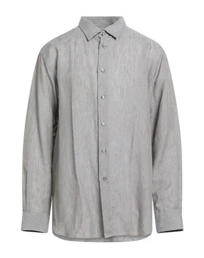 Brioni Man Shirt Grey Size 3xl Linen In Gray