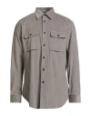 Brioni Man Shirt Grey Size 46 Cotton, Leather In Gray