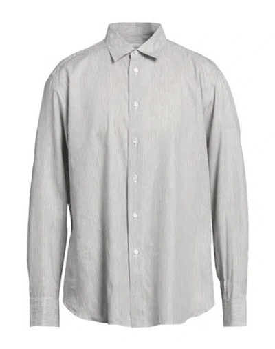 Brioni Man Shirt Grey Size Xl Linen, Cotton
