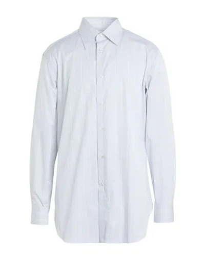 Brioni Man Shirt Light Grey Size 17 Cotton In White