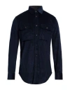 Brioni Man Shirt Midnight Blue Size 36 Cotton, Leather In Blue