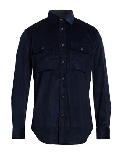 Brioni Man Shirt Midnight Blue Size 3xl Cotton