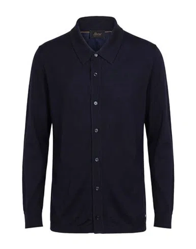Brioni Man Shirt Midnight Blue Size 40 Wool