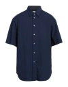 Brioni Man Shirt Navy Size 3xl Cotton In Blue