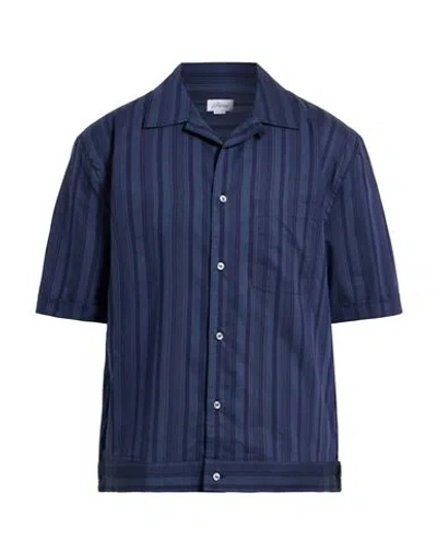 Brioni Man Shirt Navy Size Xl Cotton In Blue