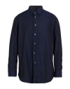 Brioni Man Shirt Navy Size Xxl Cotton In Blue