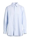 Brioni Man Shirt Sky Blue Size 18 Cotton In Blue