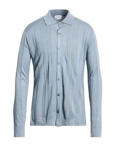 Brioni Man Shirt Slate Blue Size 50 Silk