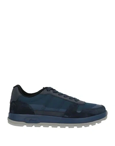 Brioni Man Sneakers Midnight Blue Size 9.5 Leather, Textile Fibers