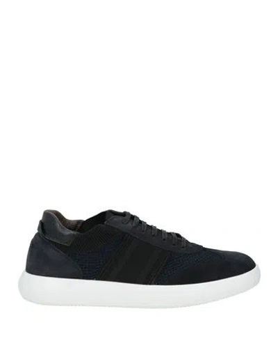 Brioni Man Sneakers Navy Size 9.5 Textile Fibers, Leather In Blue