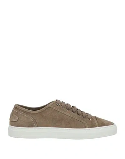 Brioni Man Sneakers Taupe Size 11.5 Leather In Grey