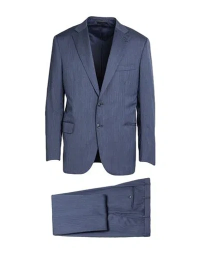 Brioni Man Suit Navy Size 42 Virgin Wool In Blue