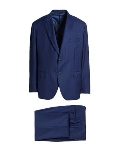 Brioni Man Suit Navy Size 50 Virgin Wool In Blue