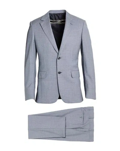 Brioni Man Suit Pastel Blue Size 48 Virgin Wool In Gray