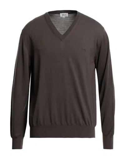 Brioni Man Sweater Khaki Size 50 Wool In Beige