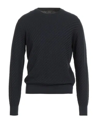 Brioni Man Sweater Midnight Blue Size 42 Cotton, Silk, Cashmere