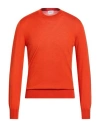 Brioni Man Sweater Orange Size 50 Cashmere, Silk In Orange