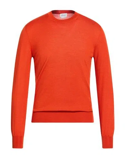 Brioni Man Sweater Orange Size 50 Cashmere, Silk