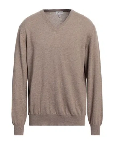 Brioni Man Sweater Sand Size 50 Cashmere In Beige