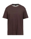 Brioni Man T-shirt Dark Brown Size Xxl Linen