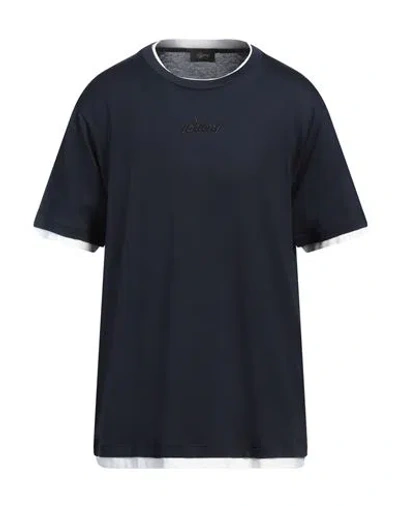 Brioni Man T-shirt Midnight Blue Size Xxl Cotton