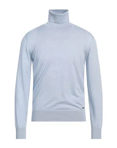 Brioni Man Turtleneck Light Blue Size 46 Cashmere, Silk