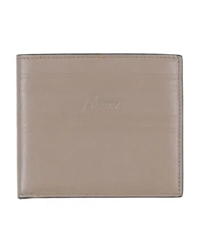 Brioni Man Wallet Taupe Size - Leather In Grey