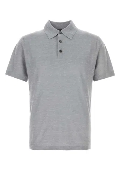 Brioni Cashmere Silk Linen Blend Polo Shirt In Multi