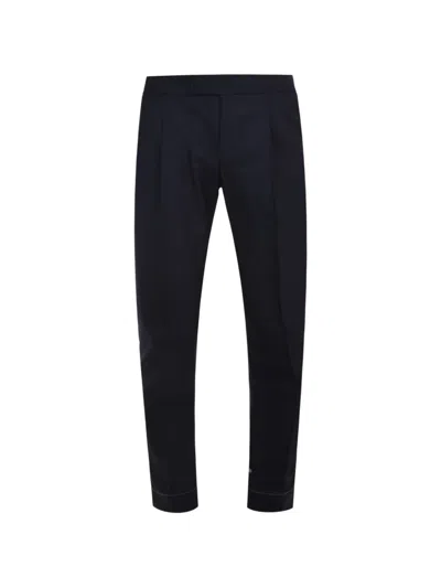 Brioni Melbourne Pleated Wool Trousers In Blue