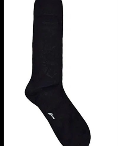 Brioni Men's 100% Cotton Navy Blue Long Socks In Black