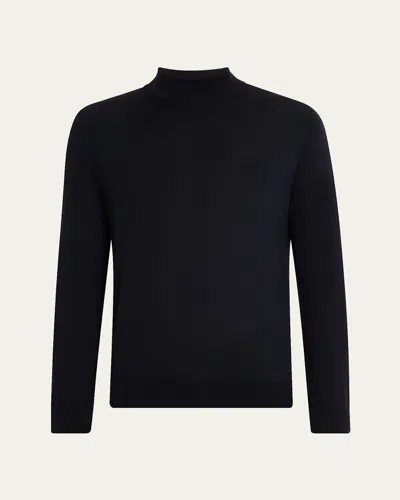 Brioni Men's 18gg Wool Mock Neck Sweater In Blue