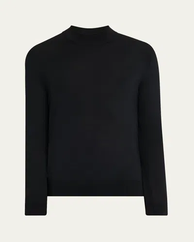 Brioni Men's 18gg Wool Mock Neck Sweater In Black